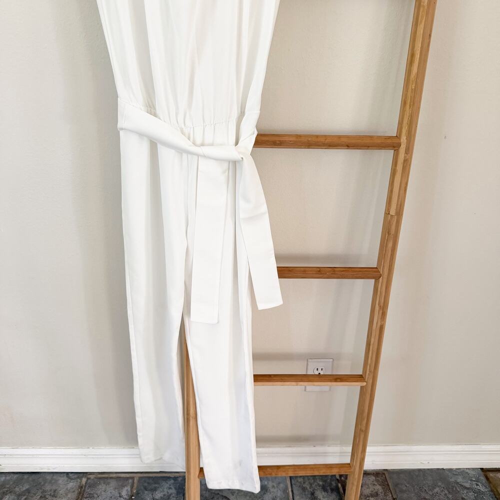 Amanda Uprichard X Revolve Fabienne Ivory White Sleeveles Tie Waist Jumpsuit S - Picture 4 of 12